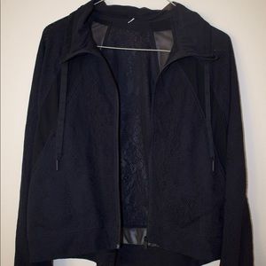 lulu lemon black lace featherweight zip up